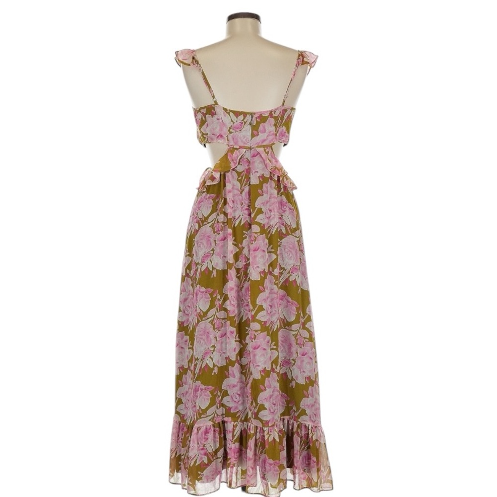 Likely Katerina Floral Cutout Midi Dress Olive Oil/ Pink Size 12 - Picture 6 of 11